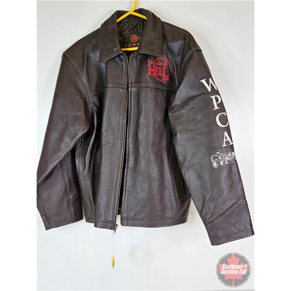 Roper Leather Coat : World Professional Chuckwagon Assoc. (Embroidered) Size XL