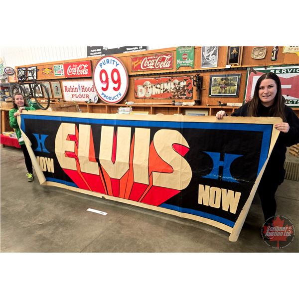 Elvis Presley : Early 1970's Massive "ELVIS NOW" Billboard Banner Promoting Elvis Presley's Concerts
