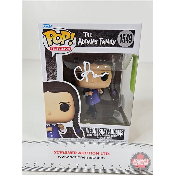 Autographed Funko POP! Vinyl Figure : The Addams Family 1549 : Wednesday Addams : Signed by Christin