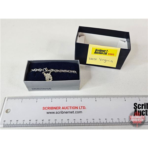 Montana Silversmiths Bracelet : "West Virginia" Charm on Rope