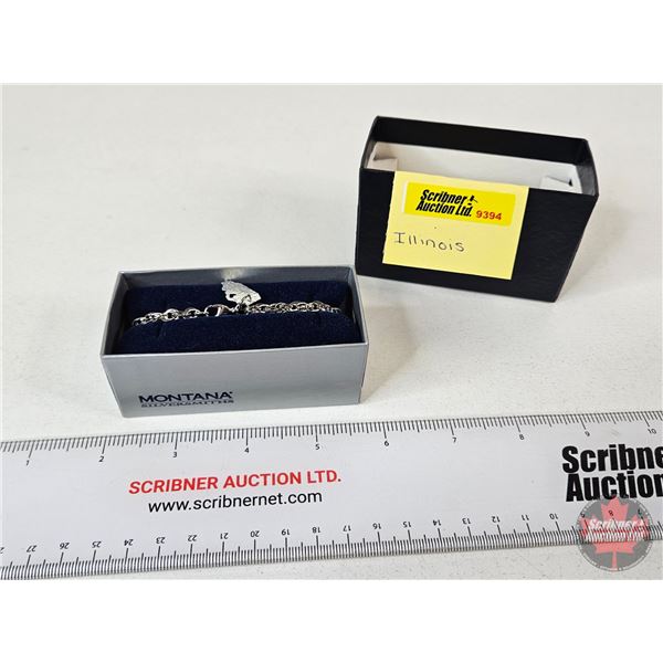 Montana Silversmiths Bracelet : "Illinois" Charm on Rope