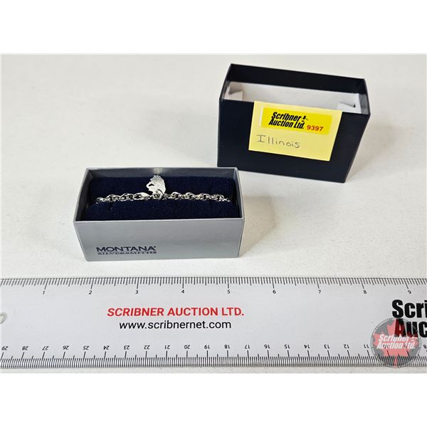 Montana Silversmiths Bracelet : "Illinois" Charm on Rope