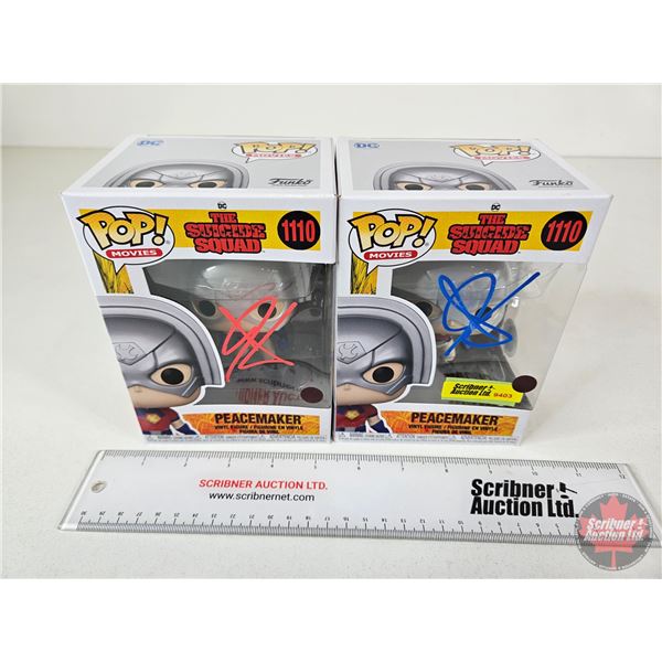 Autographed Funko POP! Vinyl Figures (2) : The Suicide Squad : Peacemaker: Signed by John Cena  (Cer