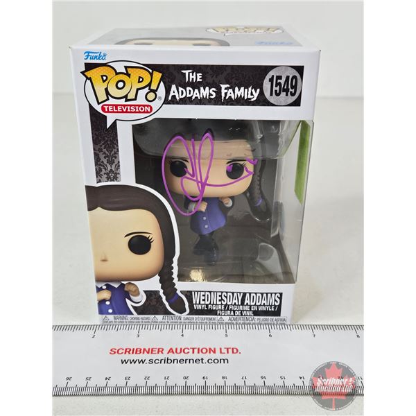 Autographed Funko POP! Vinyl Figure : The Addams Family 1549 : Wednesday Addams : Signed by Christin