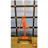 Image 1 : Beatty Water Pump : Mounted on Wooden Base (Painted Orange)  (Measures : 80"H)