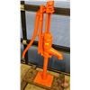 Image 2 : Beatty Water Pump : Mounted on Wooden Base (Painted Orange)  (Measures : 80"H)