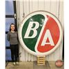 Image 1 : Double Sided Round Porcelain Service Station Sign : B/A  ~ Round (Alum. Frame)  (68-1/2"Dia)