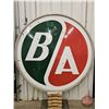 Image 2 : Double Sided Round Porcelain Service Station Sign : B/A  ~ Round (Alum. Frame)  (68-1/2"Dia)