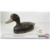 Image 1 : Wooden Duck Decoy  (Consignor Tag ~ Blue Bill Hen from Peterborough , ON)  (Measures : 6"H x 5"W x 1