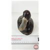 Image 2 : Wooden Duck Decoy  (Consignor Tag ~ Blue Bill Hen from Peterborough , ON)  (Measures : 6"H x 5"W x 1