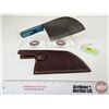 Image 1 : CLEAVER : (Consignor Tag ~ Damascus Cleaver w/Blue Laminated Handle and Leather Sheath (Total Length