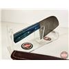 Image 4 : CLEAVER : (Consignor Tag ~ Damascus Cleaver w/Blue Laminated Handle and Leather Sheath (Total Length