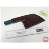 Image 9 : CLEAVER : (Consignor Tag ~ Damascus Cleaver w/Blue Laminated Handle and Leather Sheath (Total Length