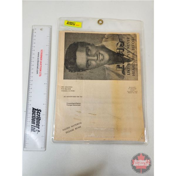 Elvis Fan Club Mail Out Catalog (1970's) w/Unique Advertisements (8-1/2" x 11")