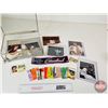 Image 1 : Bevelled Glass Display Case w/Variety of Elvis Ephemera including Sticker, Photographs, Repro Ticket