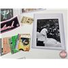 Image 3 : Bevelled Glass Display Case w/Variety of Elvis Ephemera including Sticker, Photographs, Repro Ticket