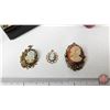 Image 4 : Lacquered Match Box (1890's) w/Cameo Pendants (3)