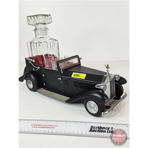 Rolls Royce Decanter Music Box w/Shot Glasses (16"L)