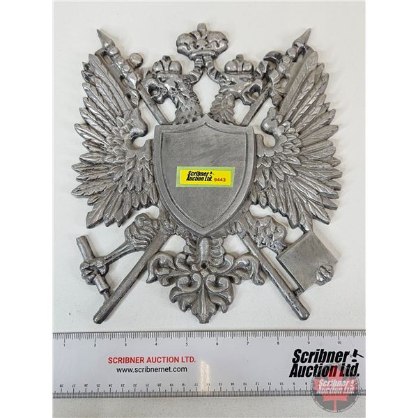 Cast Medal Russian Double Headed Eagle Coat of Arms Plaque  (11"H x 9-1/2"W)