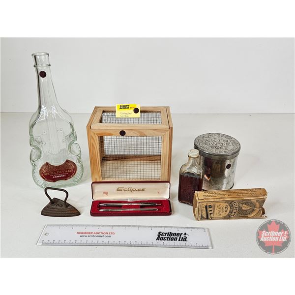 Collector Combo: - Stradivari Wine Bottle - Miniature Iron - Eclipse Pen & Pencil Set (1950s) - Magi
