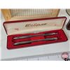 Image 4 : Collector Combo: - Stradivari Wine Bottle - Miniature Iron - Eclipse Pen & Pencil Set (1950s) - Magi
