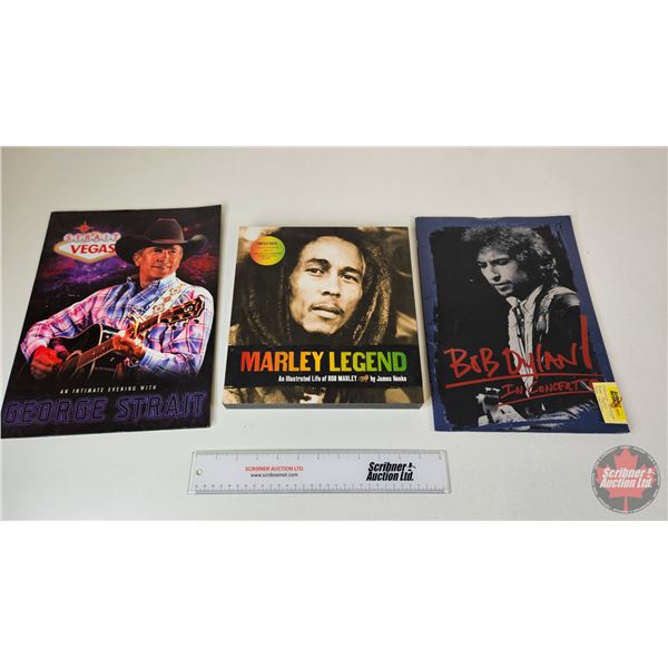 Collector Combo (3): - Bob Dylan Concert Program - George Strait Concert Program - "Marley Legend" I