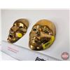 Image 2 : Brass Ornamental Masks (2)  (Largest Measures : 6-1/2"H x 4-1/2"W x 2"D)