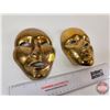 Image 3 : Brass Ornamental Masks (2)  (Largest Measures : 6-1/2"H x 4-1/2"W x 2"D)