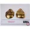 Image 4 : Brass Ornamental Masks (2)  (Largest Measures : 6-1/2"H x 4-1/2"W x 2"D)
