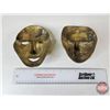 Image 5 : Brass Ornamental Masks (2)  (Largest Measures : 6-1/2"H x 4-1/2"W x 2"D)