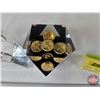 Image 4 : Lucite Coin Paper Weights (2) :  - 1972 Gold Plated US Penny - "Cooper Cameron" 5 Coins (6"H x 4"W)