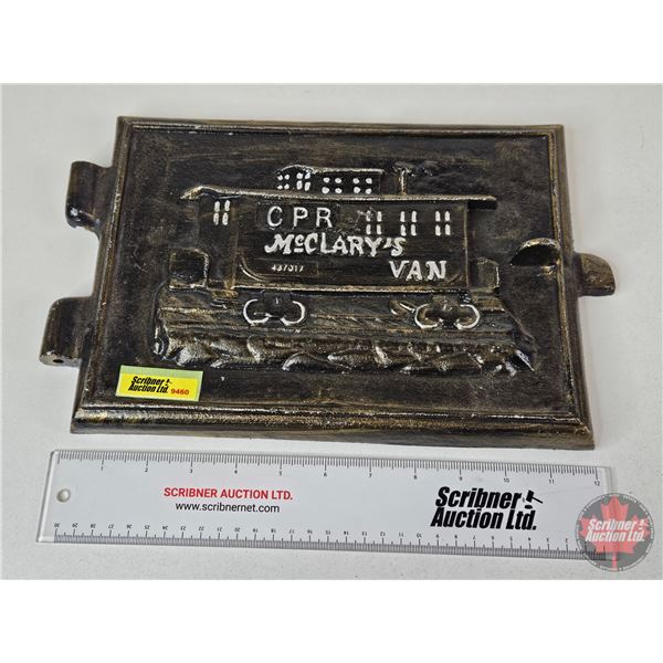 Cast Iron Sign/Plaque : Canadian Pacific Railway (CPR) "McClary's Van" (8-1/2"H x 13-1/2"W x 2"D)