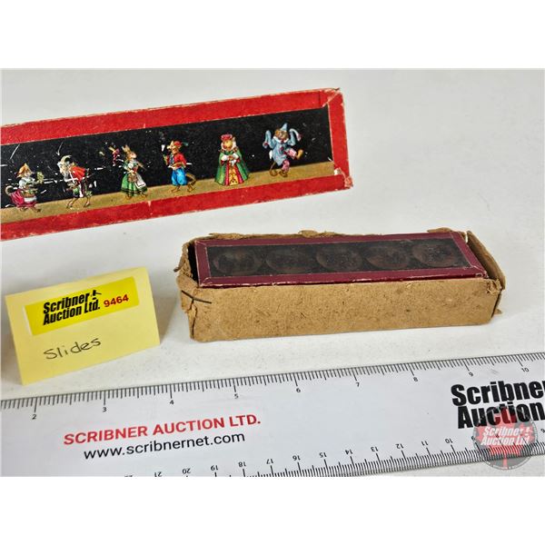 Magic Lantern Slides (c.1900's) (16 Slides)  (Box Measures : 1"H x 5-1/2"W x 1-1/2"D)