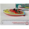 Image 3 : "Victoria" Tin Toy Motor Boat : Steam Powered (Modern) (Box Measures : 2"H x 7"W x 2-1/2"D)