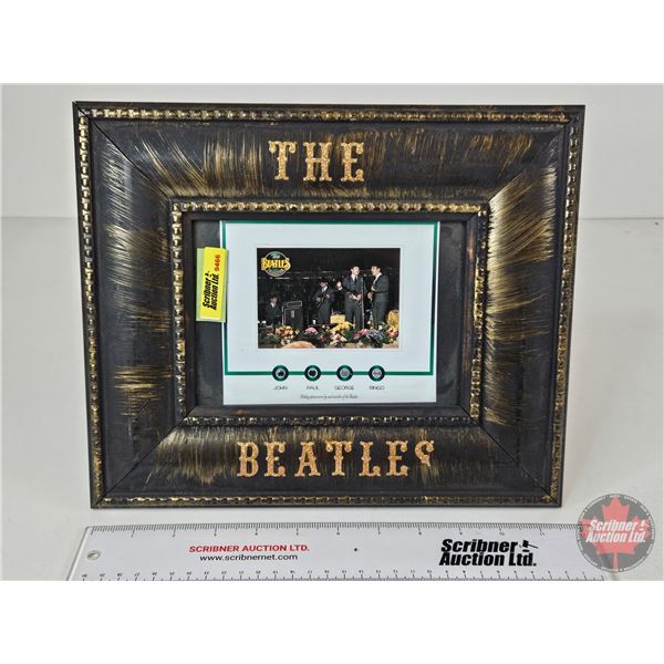 Framed Beatles Card w/Authentic Pieces of Clothing (No COA) (Frame Measures : 10"H x 12"W)