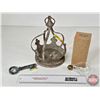 Image 1 : Collector Combo (3) :  - Tin Decorative Crown - Replica Thomas Edison 1893 Lamp Bulb - Cork Screw Ke