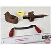 Image 1 : Vintage Tool Trio :  - Rosewood Carpenters Marking Gauge - Mini Wood Plane  - Small Draw Knife