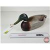Image 1 : Wooden Duck Decoy  (Consignor Tag ~ Hollow Carved Mallard Drake : Vick Peck : Trenton, ON 1960)  (Me