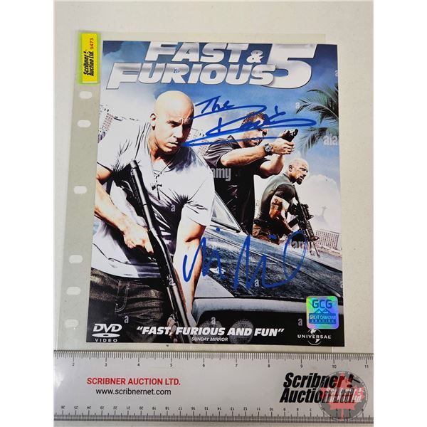 Autographed 8x10 Photo : Dwayne "The Rock" Johnson & Vin Diesel : Fast & Furious (Certified : GCG)