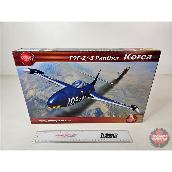 Model Kit : F9F-2/-3 Panther KOREA Airplane (Scale 1:48) (Hobby Craft) (Box Measures : 10-1/2"H x 16