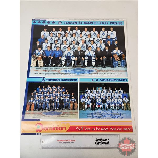 Toronto Maple Leafs Collectors Calendar (1982/83)  (Measures : 21" x 18")