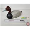 Image 1 : Wooden Duck Decoy (Consignor Tag ~ Red Head Drake : Working Decoy : Painted Eyes : c.1940 : Ontario)