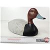 Image 4 : Wooden Duck Decoy (Consignor Tag ~ Red Head Drake : Working Decoy : Painted Eyes : c.1940 : Ontario)