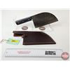 Image 1 : CLEAVER : (Consignor Tag ~ Damascus Cleaver w/Laminated Handle & Leather Sheath) (Total Length : 12"