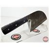 Image 4 : CLEAVER : (Consignor Tag ~ Damascus Cleaver w/Laminated Handle & Leather Sheath) (Total Length : 12"