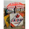 Image 1 : Vintage Budweiser Patio Umbrella & Beer Coroplast Advertising (5) (Largest Coroplast : 48"H x 48"W) 