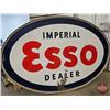 Image 9 : Double Sided Oval Porcelain Dealer Sign : Imperial ESSO  ~ Oval (Alum. Frame)  (Measures : 61"H x 90
