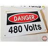 Image 2 : Single Side Tin Signs (5) : DANGER 480Volts  (8"H x 12"W)