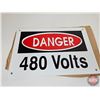 Image 4 : Single Side Tin Signs (5) : DANGER 480Volts  (8"H x 12"W)