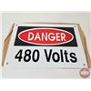 Image 5 : Single Side Tin Signs (5) : DANGER 480Volts  (8"H x 12"W)